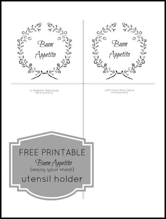 Free Printable Utensil Holder | Intentional Hospitality
