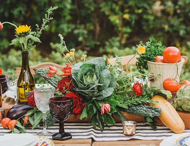 vegetables used as a centerpiece 