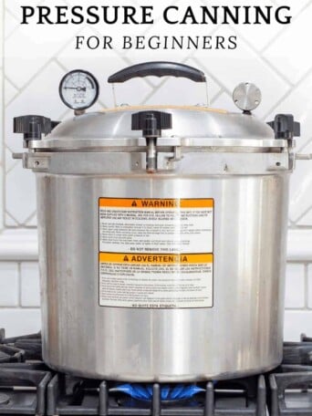 My American Standard pressure pot on the stove with the lid locked and the pressure gauge set at zero