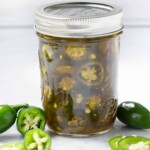 cowboy candy pickled jalapenos in a canning jar