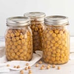 Pint jars of chickpeas that have been pressure canned