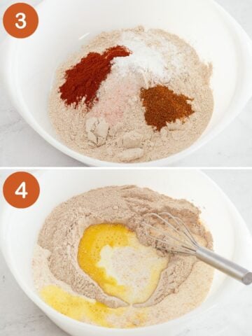 flour in a bowl with seasonings