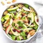 fuji apple salad copycat in a bowl with nuts, cranberries and apples on top