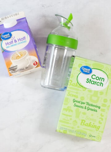 half and half, corn starch and shaker jar oxo brand