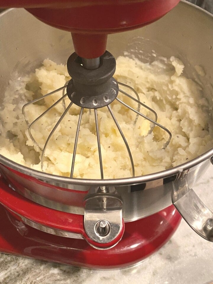 mashed potato in mixing bowl