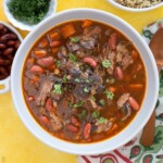 oxtail stew in a bowl with kidney beans/