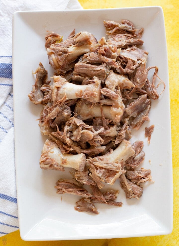 oxtail bones and cooked meat