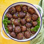 eggless meatballs in a pan