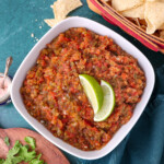 fresh salsa picante recipe. Made with fresh ingredients like ripe tomatoes, onions, peppers, lime, and cilantro.