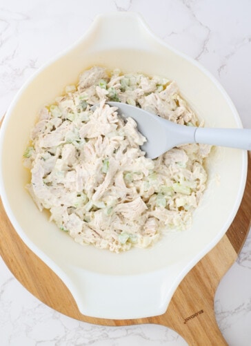 Creamy chicken salad in a bowl ready to serve