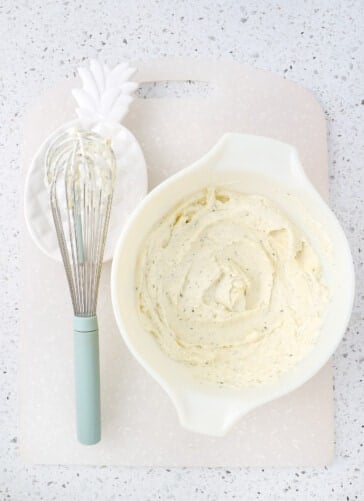 Cream cheese and Ranch powder whisk together in a smooth paste