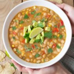 White chili with avocado on top