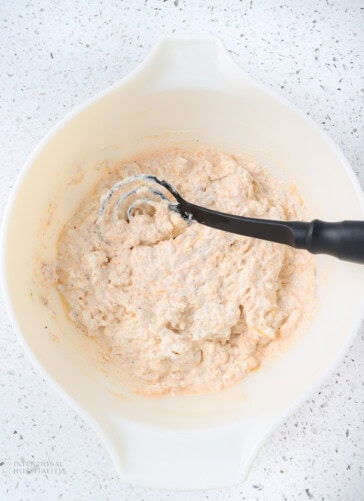 cold crab dip mixed in a bowl