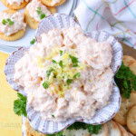 cold crab dip with lemon zest on top
