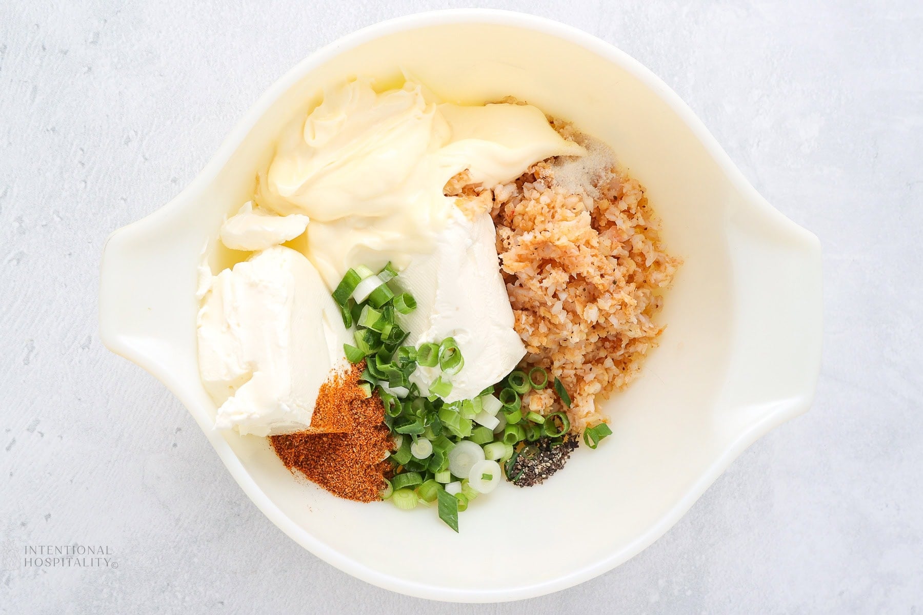 ingrediets for cold shrip dip