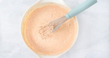 Cream cheese salsa that has been whisk in Bowl