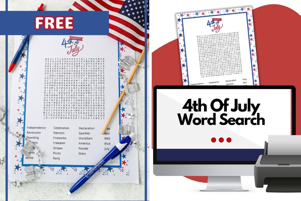4th of july word search puzzle printable