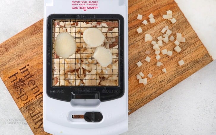 Chopping watercress with a food chopper