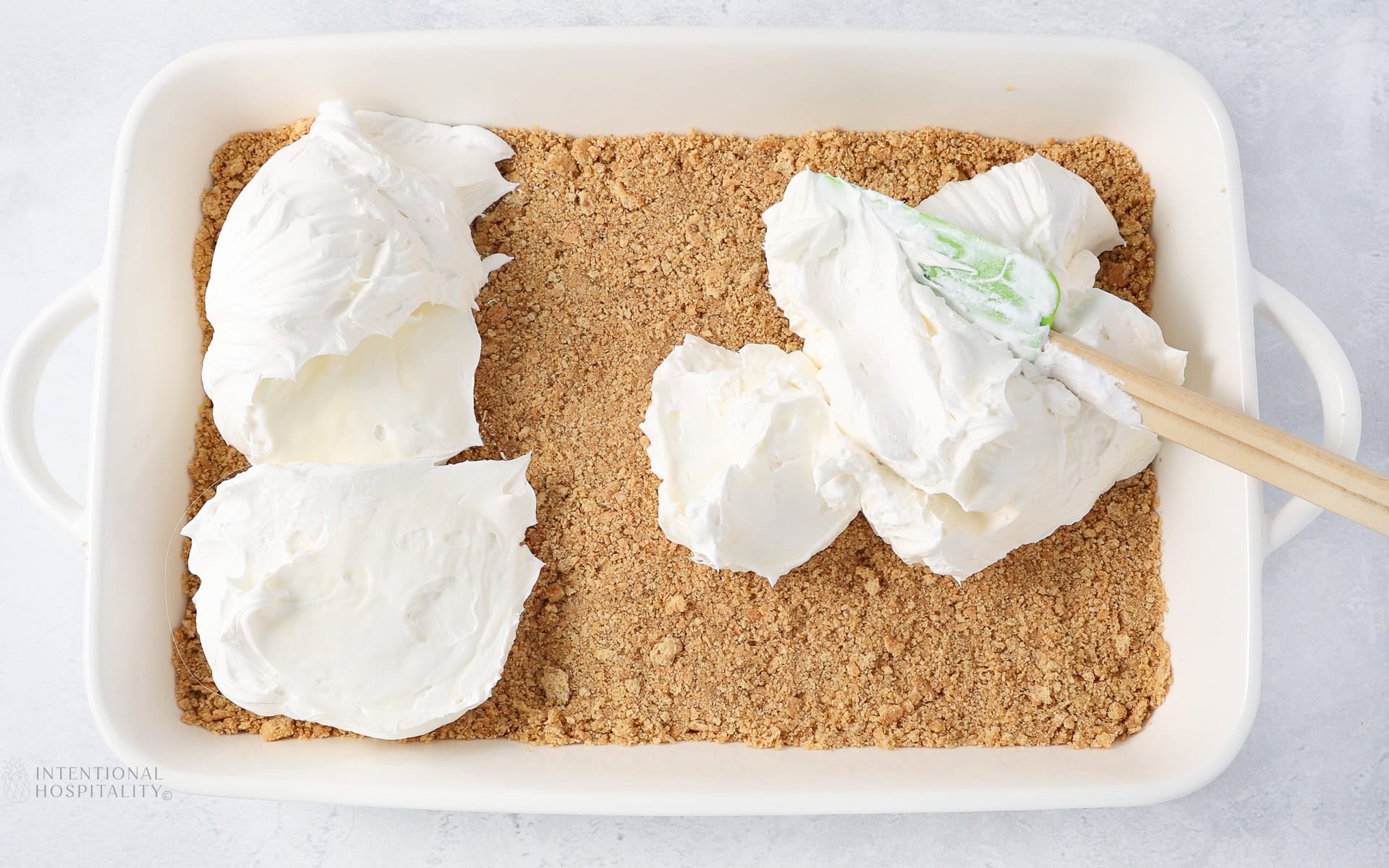 place cream mixture on graham cracker crust