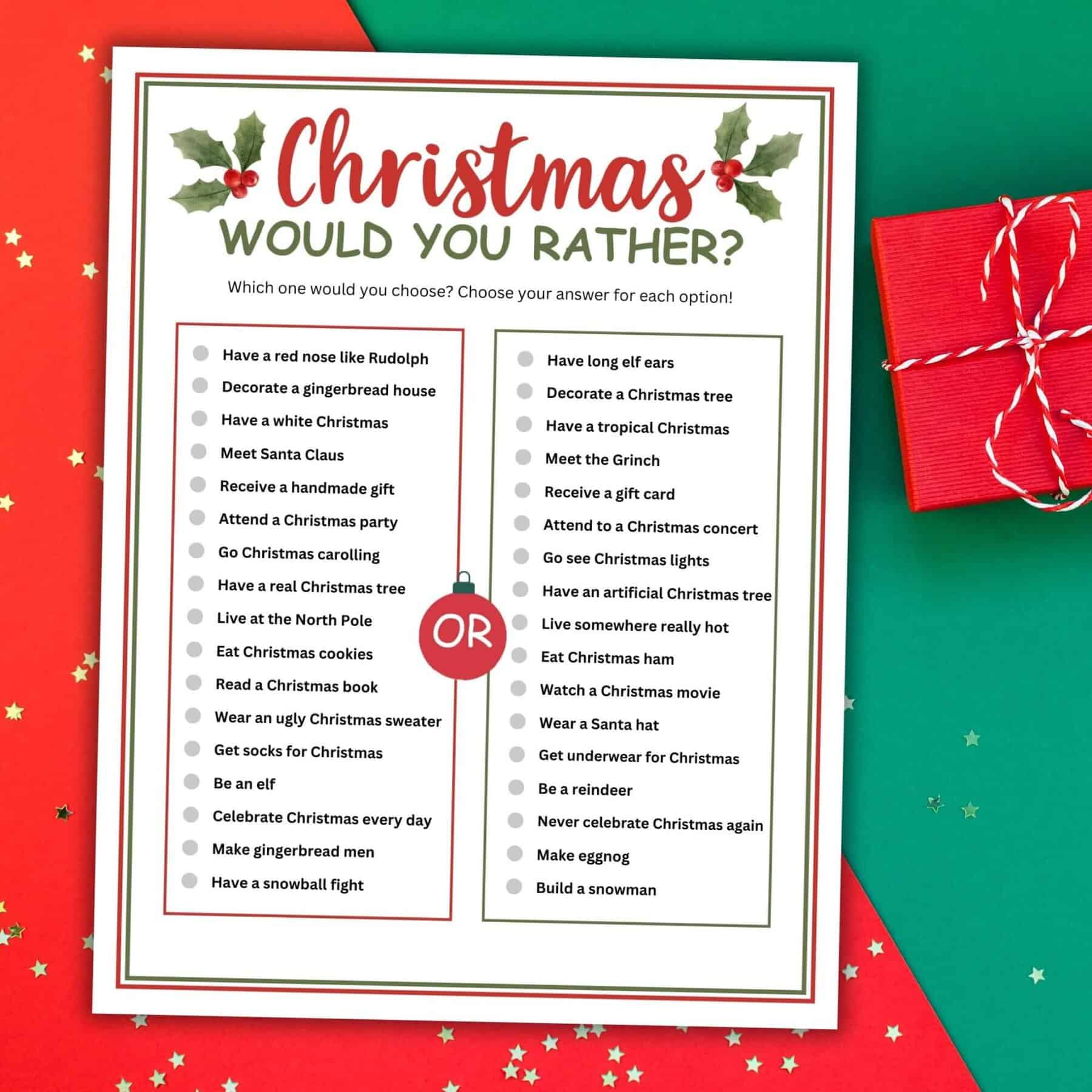 christmas would you rather game 50+ free printable christmas games you can download and play today
