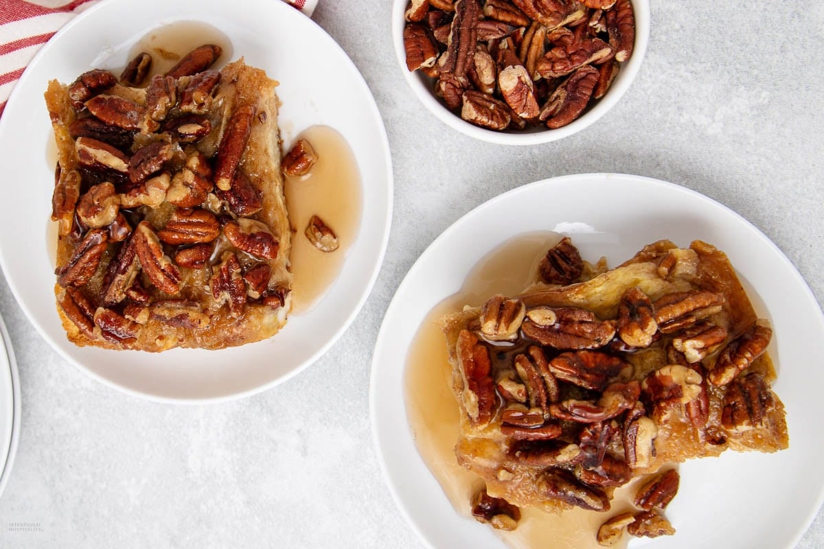 French Toast Casserole with Sourdough Bread and Gooey Pecan Topping